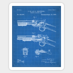 Browning Breach Rifle Patent - Gun Lover Gunsmith Art - Blueprint Sticker